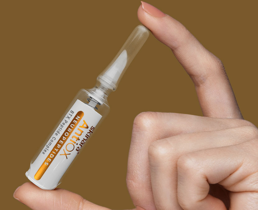Antioxidants and neuro peptides ampoule in hand