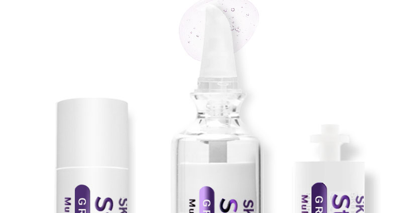 Skin volumizer concentrated hyaluronic acid HA ampoules in hands