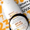 Sunscreen Agescreen bottle with UVA 45 written on label